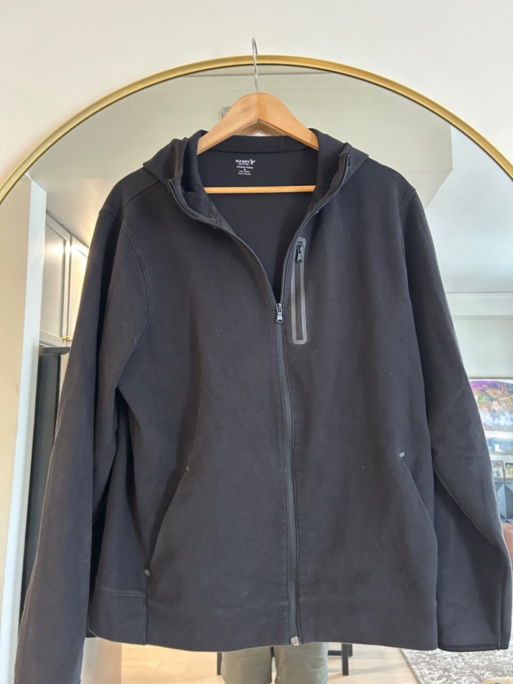 Men's Black Full‑Zip Hoodie Sweater